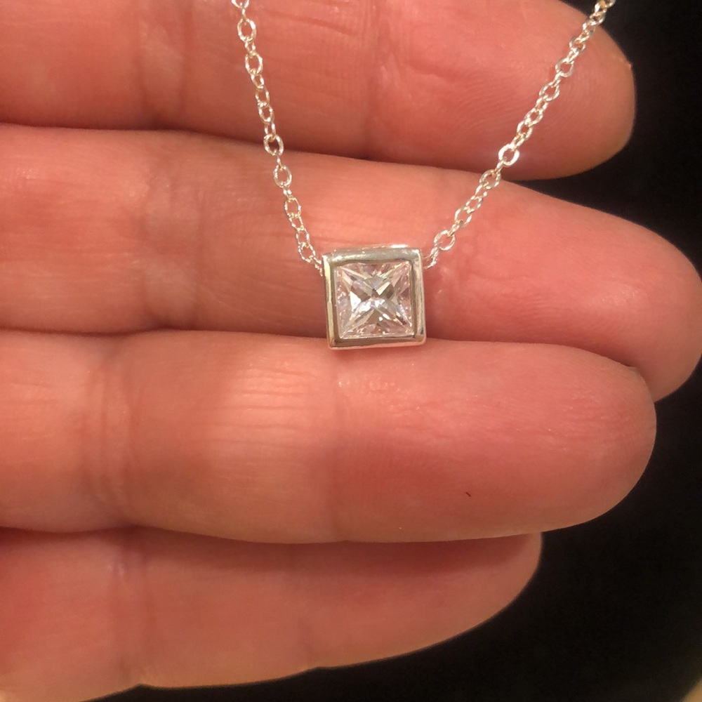 Square Cut Cubic Zirconia Necklace-NWT-Boutique - Picture 6 of 11